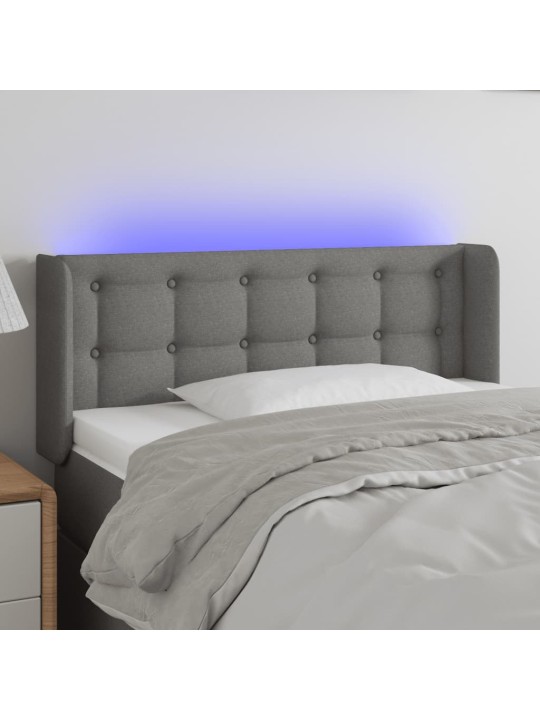 Gultas galvgalis ar led, 93x16x78/88 cm, tumši pelēks audums