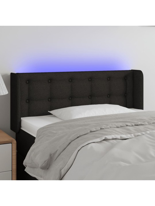 Gultas galvgalis ar LED, 93x16x78/88 cm, melns audums