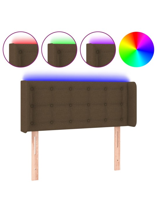 Gultas galvgalis ar led, 93x16x78/88 cm, tumši brūns audums