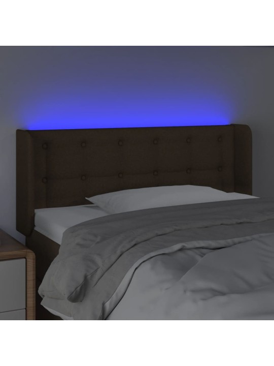 Gultas galvgalis ar led, 93x16x78/88 cm, tumši brūns audums