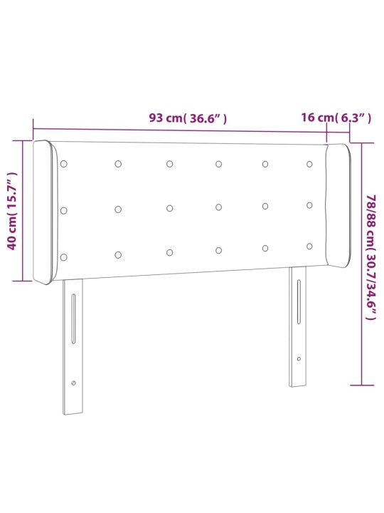 Gultas galvgalis ar led, 93x16x78/88 cm, tumši brūns audums