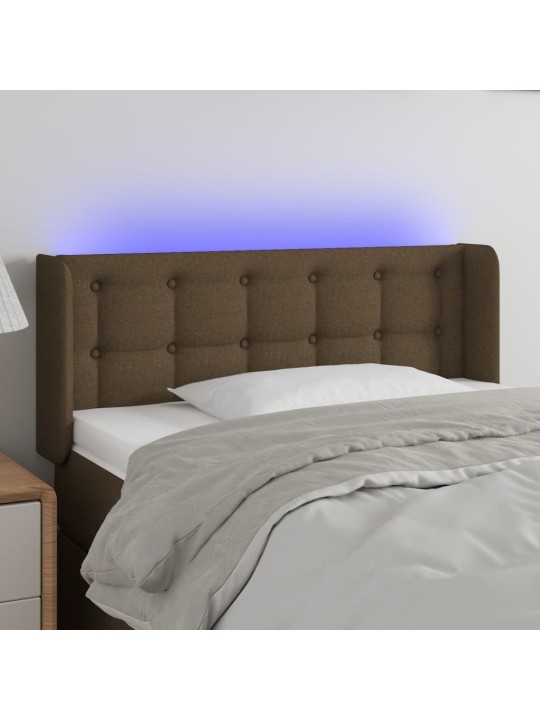 Gultas galvgalis ar led, 93x16x78/88 cm, tumši brūns audums
