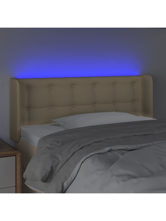 Gultas galvgalis ar led, 93x16x78/88 cm, krēmkrāsas audums