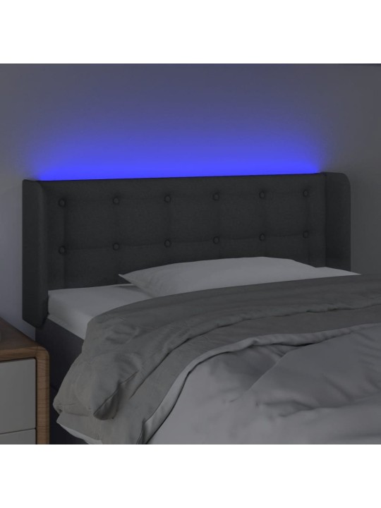Gultas galvgalis ar LED, 103x16x78/88 cm, tumši pelēks audums
