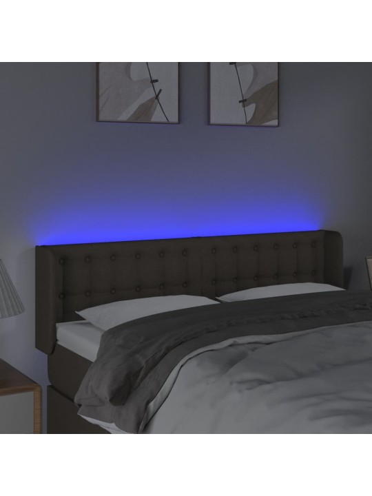 Gultas galvgalis ar LED, 147x16x78/88 cm, pelēkbrūns audums