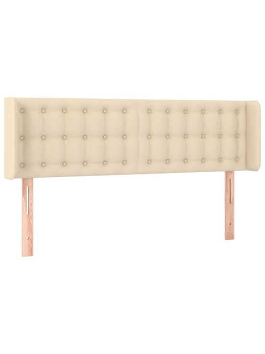 Gultas galvgalis ar LED, 147x16x78/88 cm, krēmkrāsas audums