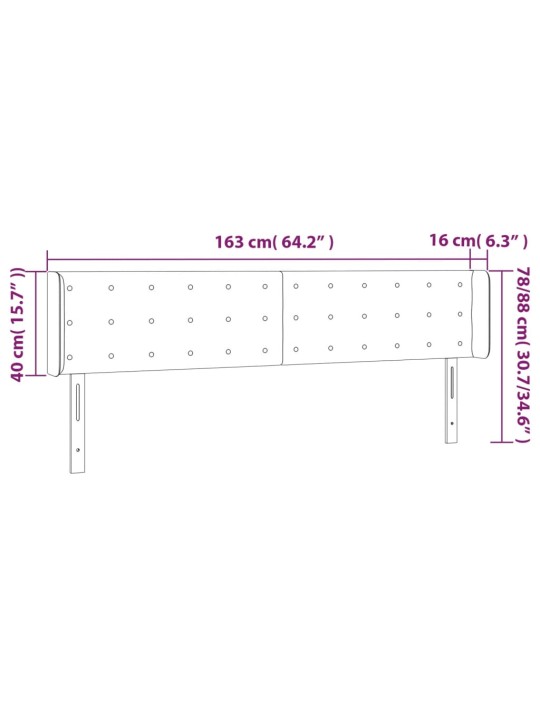 Gultas galvgalis ar LED, 163x16x78/88 cm, tumši pelēks audums