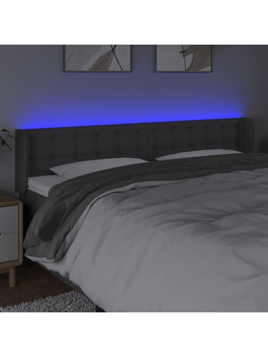 Gultas galvgalis ar led, 183x16x78/88 cm, tumši pelēks audums