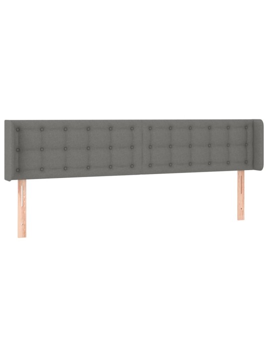 Gultas galvgalis ar led, 203x16x78/88 cm, tumši pelēks audums