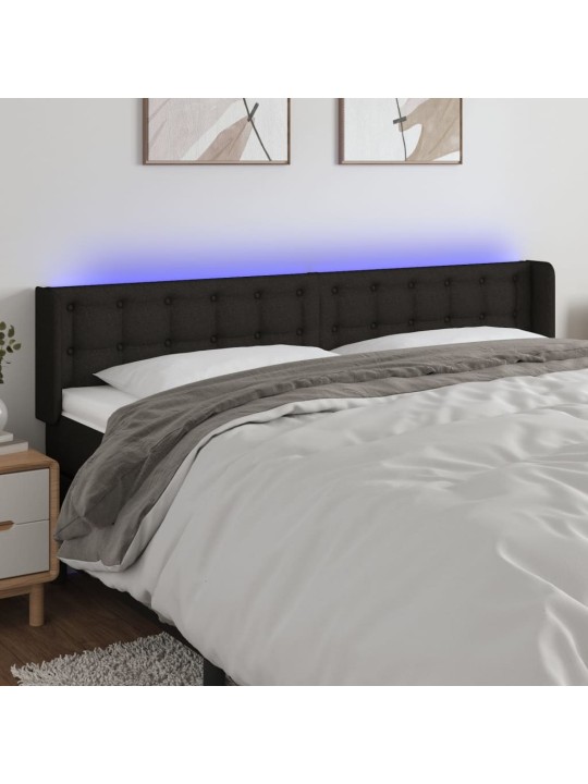 Gultas galvgalis ar led, 203x16x78/88 cm, melns audums