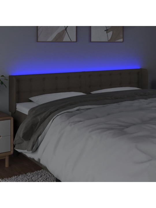 Gultas galvgalis ar led, 203x16x78/88 cm, pelēkbrūns audums
