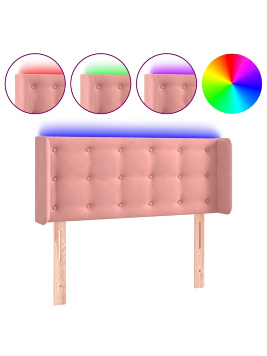 Gultas galvgalis ar led, 83x16x78/88 cm, rozā samts