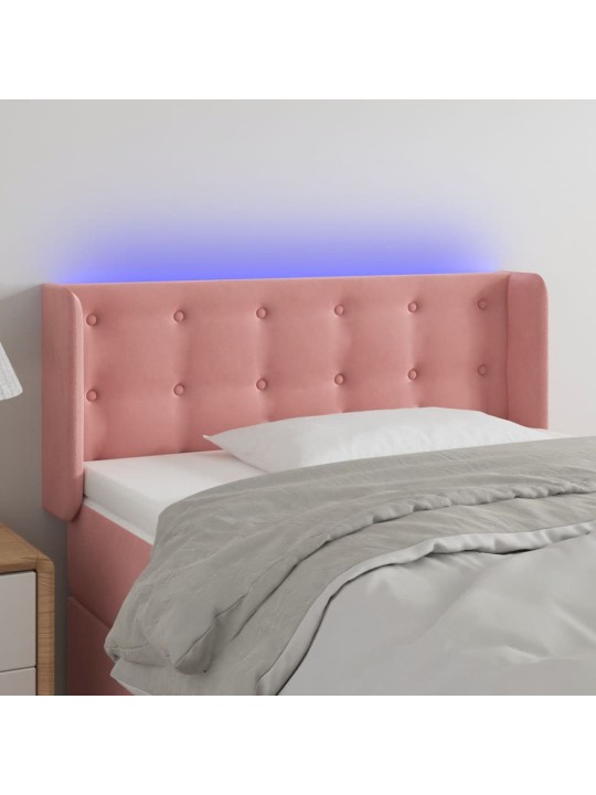 Gultas galvgalis ar led, 83x16x78/88 cm, rozā samts
