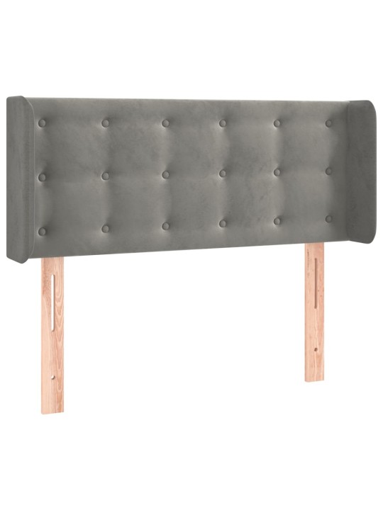 Gultas galvgalis ar led, 93x16x78/88 cm, gaiši pelēks samts