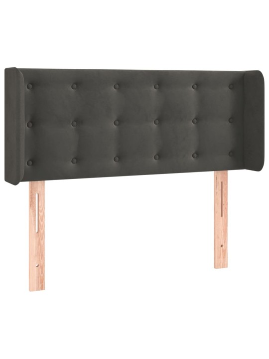 Gultas galvgalis ar led, 93x16x78/88 cm, tumši pelēks samts