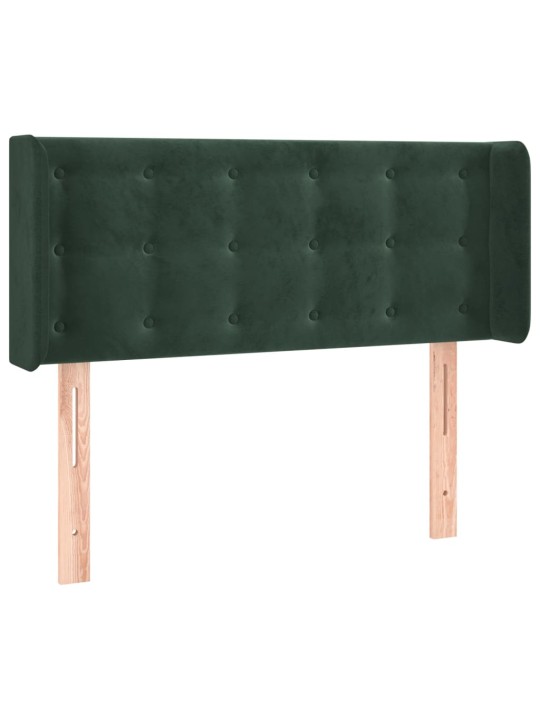 Gultas galvgalis ar led, 93x16x78/88 cm, tumši zaļš samts