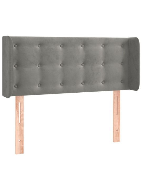 Gultas galvgalis ar LED, 103x16x78/88 cm, gaiši pelēks samts