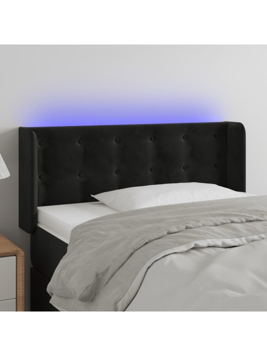 Gultas galvgalis ar LED, 103x16x78/88 cm, melns samts