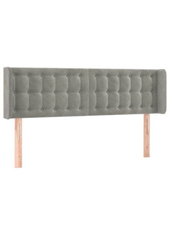 Gultas galvgalis ar LED, 147x16x78/88 cm, gaiši pelēks samts