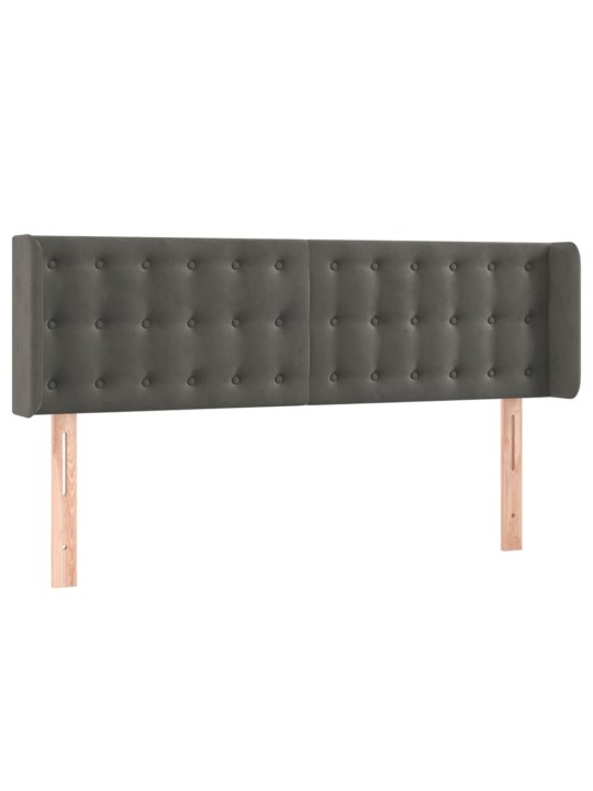 Gultas galvgalis ar LED, 147x16x78/88 cm, tumši pelēks samts