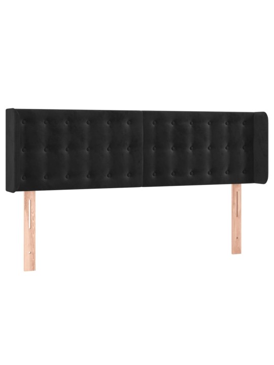 Gultas galvgalis ar LED, 147x16x78/88 cm, melns samts