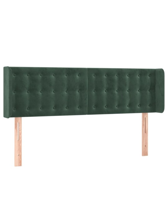 Gultas galvgalis ar LED, 147x16x78/88 cm, tumši zaļš samts