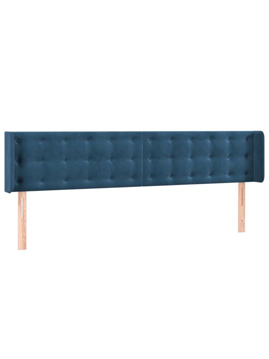 Gultas galvgalis ar led, 183x16x78/88 cm, tumši zils samts