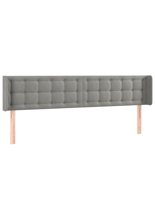 Gultas galvgalis ar led, 203x16x78/88 cm, gaiši pelēks samts