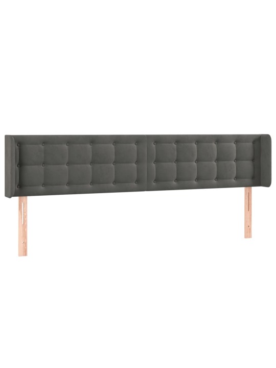 Gultas galvgalis ar led, 203x16x78/88 cm, tumši pelēks samts