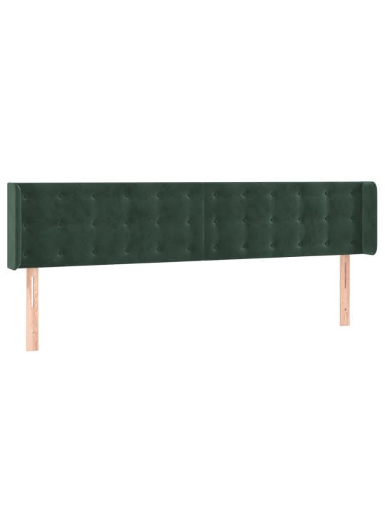 Gultas galvgalis ar led, 203x16x78/88 cm, tumši zaļš samts