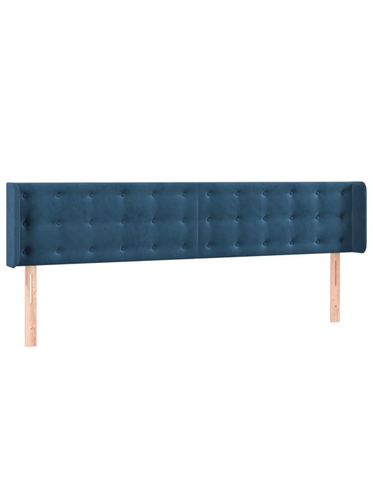 Gultas galvgalis ar led, 203x16x78/88 cm, tumši zils samts