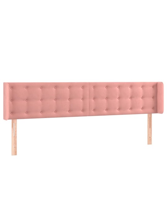 Gultas galvgalis ar led, 203x16x78/88 cm, rozā samts