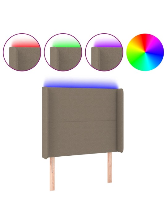 Gultas galvgalis ar led, 83x16x118/128 cm, pelēkbrūns audums