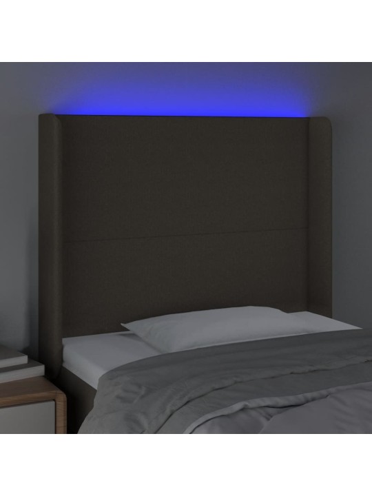 Gultas galvgalis ar led, 83x16x118/128 cm, pelēkbrūns audums