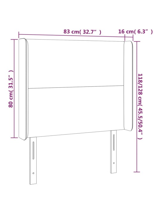 Gultas galvgalis ar led, 83x16x118/128 cm, zils audums