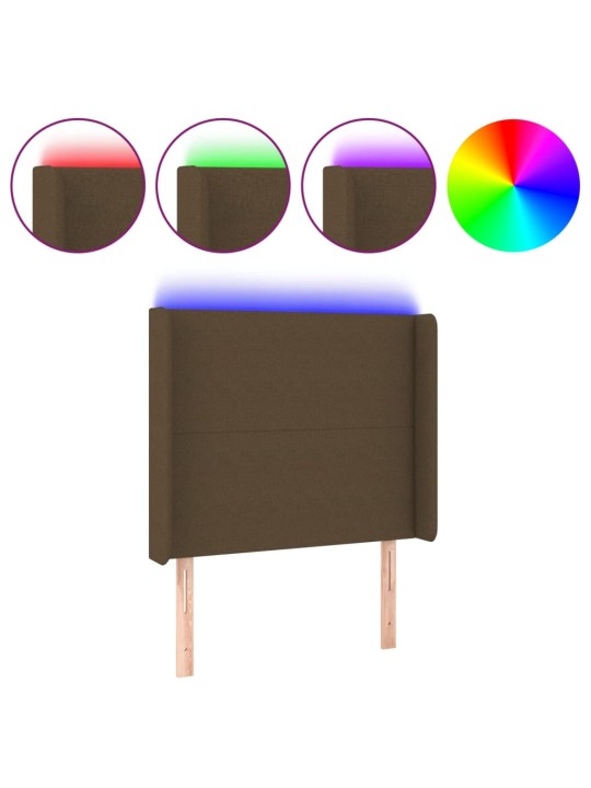 Gultas galvgalis ar led, 93x16x118/128 cm, tumši brūns audums