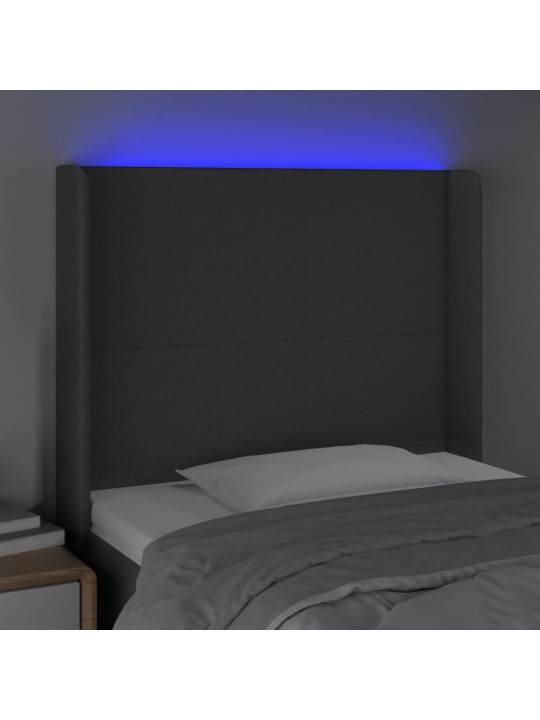 Gultas galvgalis ar LED, 103x16x118/128 cm, melns audums