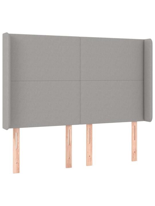 Gultas galvgalis ar LED, 147x16x118/128 cm, gaiši pelēks audums