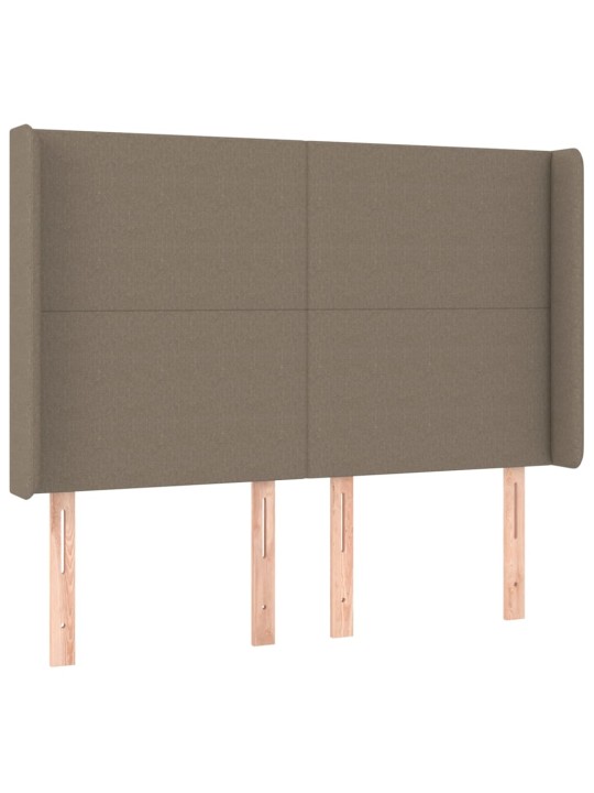 Gultas galvgalis ar LED, 147x16x118/128 cm, pelēkbrūns audums