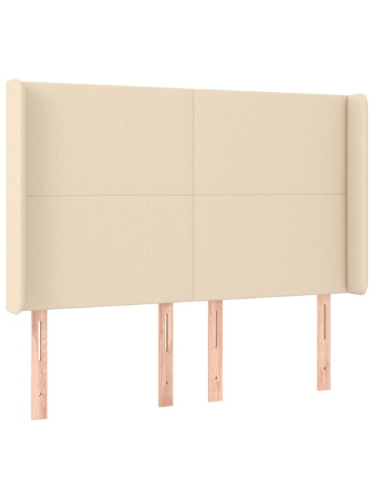 Gultas galvgalis ar led, 147x16x118/128 cm, krēmkrāsas audums