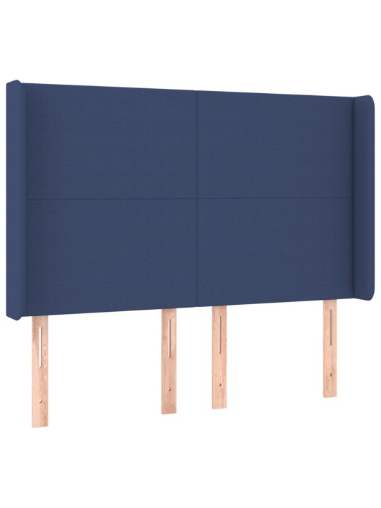 Gultas galvgalis ar LED, 147x16x118/128 cm, zils audums