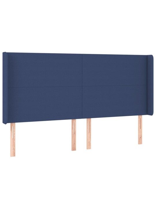 Gultas galvgalis ar LED, 163x16x118/128 cm, zils audums
