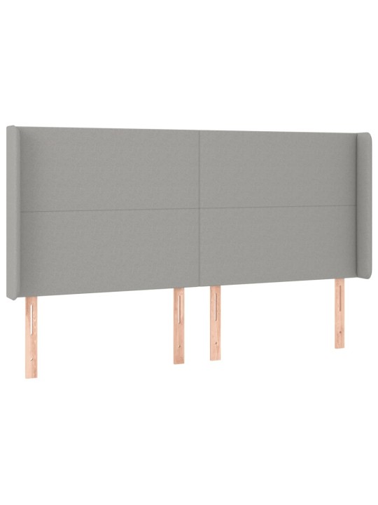 Gultas galvgalis ar led, 203x16x118/128 cm, gaiši pelēks audums