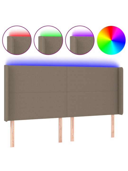 Gultas galvgalis ar led, 203x16x118/128 cm, pelēkbrūns audums