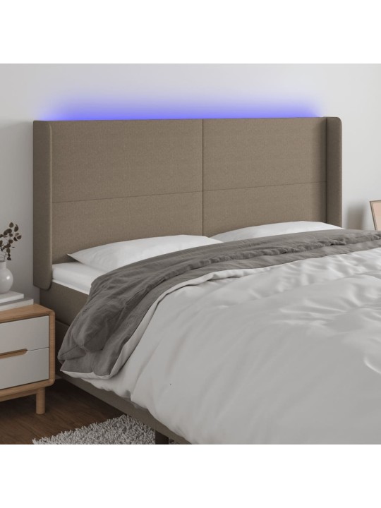 Gultas galvgalis ar led, 203x16x118/128 cm, pelēkbrūns audums