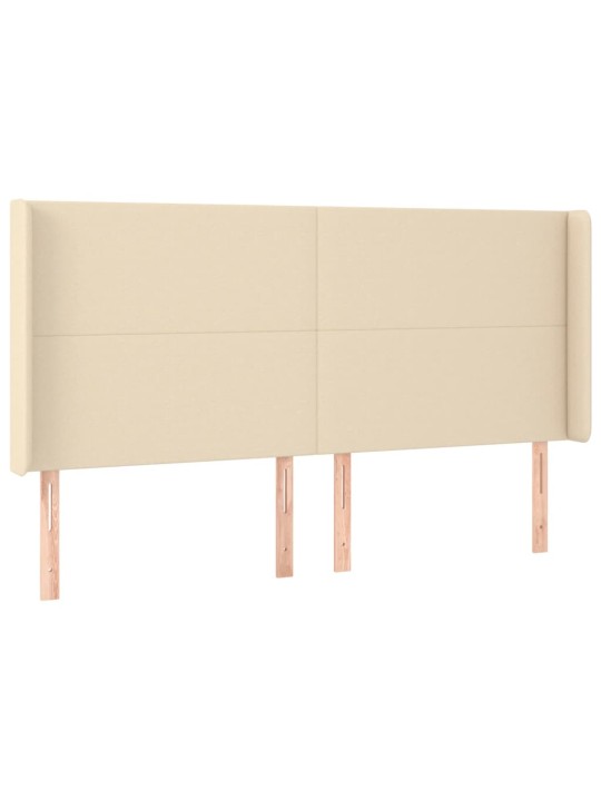 Gultas galvgalis ar led, 203x16x118/128 cm, krēmkrāsas audums