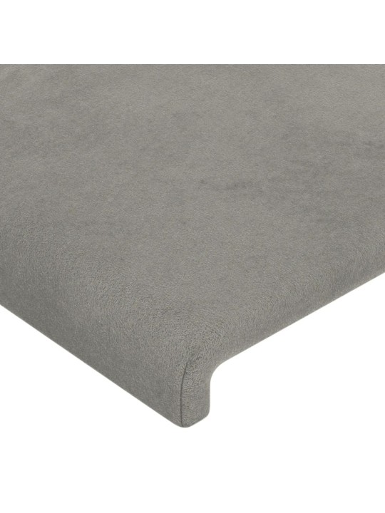 Gultas galvgalis ar led, 93x16x118/128 cm, gaiši pelēks samts
