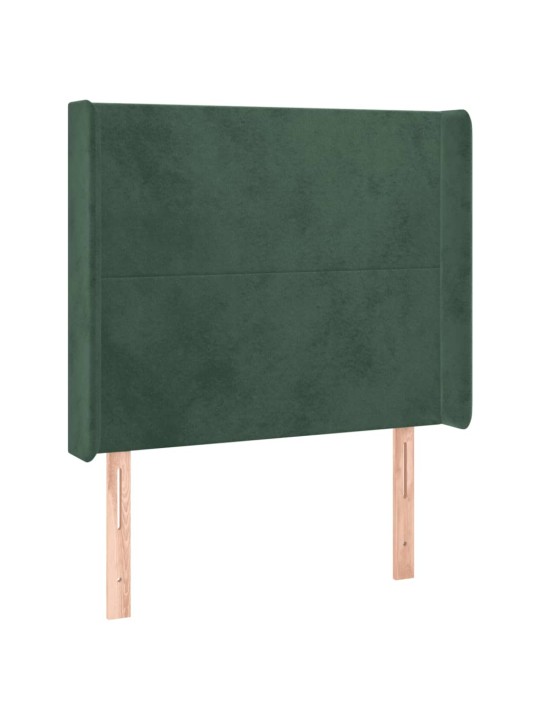Gultas galvgalis ar led, 93x16x118/128 cm, tumši zaļš samts