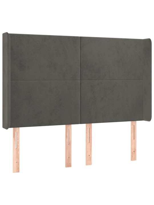 Gultas galvgalis ar LED, 147x16x118/128 cm, tumši pelēks samts