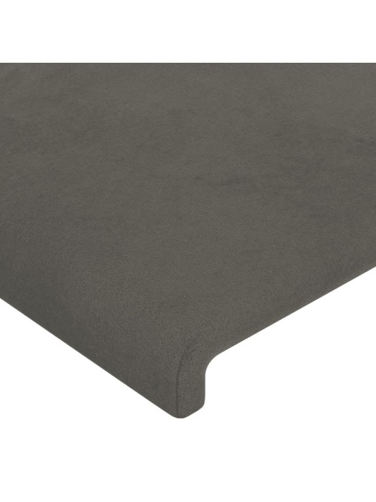 Gultas galvgalis ar LED, 147x16x118/128 cm, tumši pelēks samts